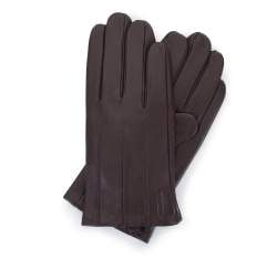 Męskie rękawiczki z gładkiej skóry, ciemny brąz, 45-6-457-B-L, Zdjęcie 1