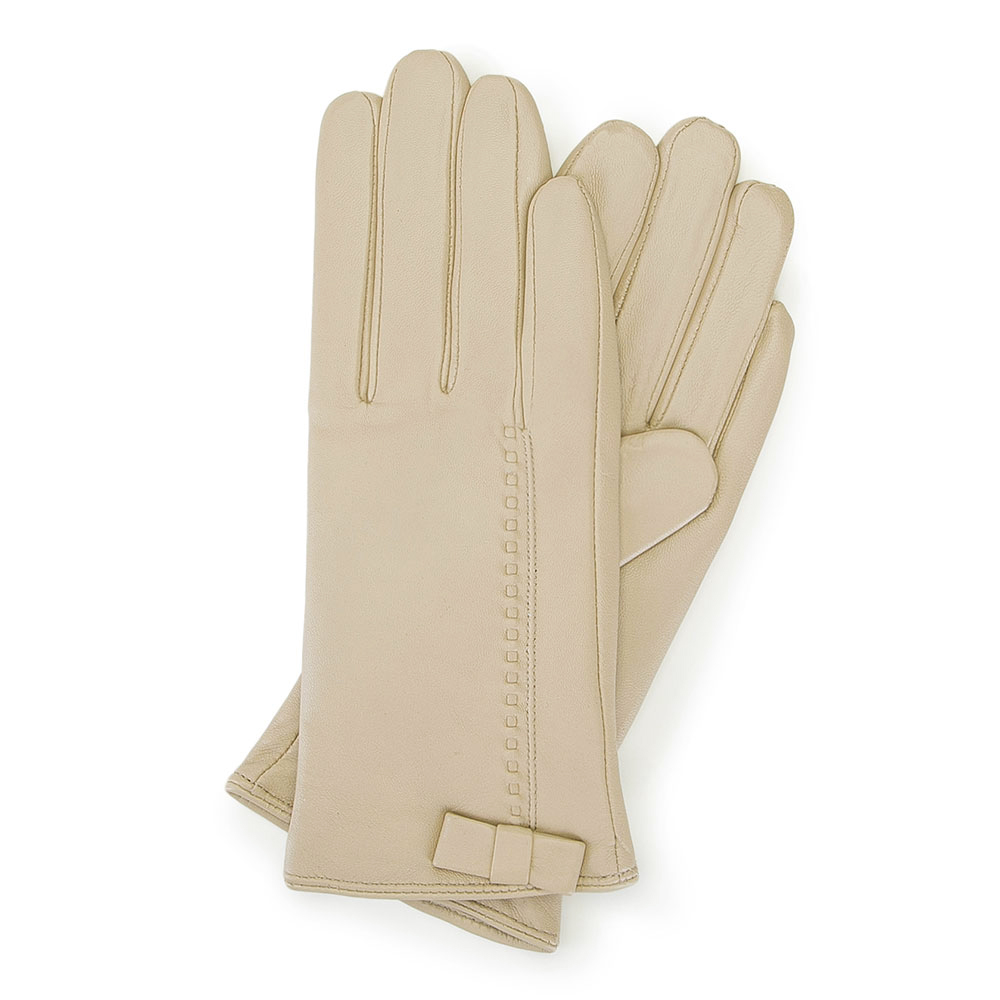 womens cream leather gloves