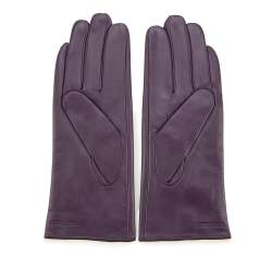 Damskie rękawiczki skórzane z przeszyciem z rzemyka, fioletowo-czarny, 39-6-913-F-V, Zdjęcie 1