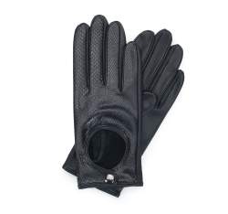 Damskie rękawiczki samochodowe ze skóry lizard, czarny, 46-6A-003-1-XL, Zdjęcie 1