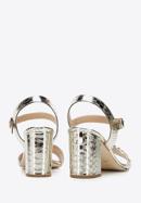 Leather block heel sandals with gold-tone buckle, gold, 94-D-109-0-36, Photo 5