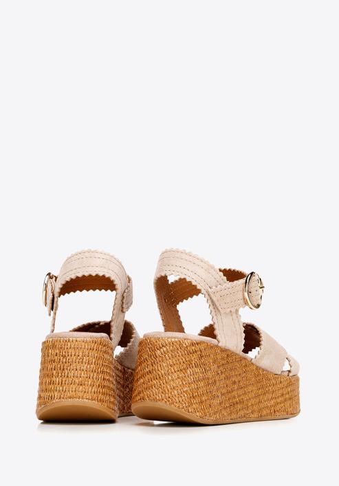 Suede platform wedge sandals, beige, 92-D-166-9-41, Photo 7