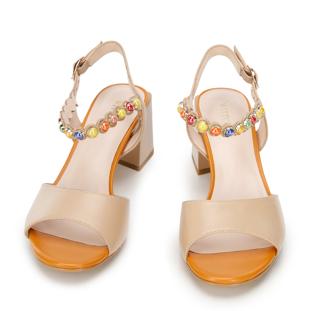 Jewel embellished sandals, beige, 94-D-959-9-36, Photo 1