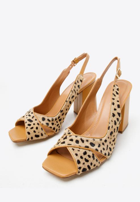 Leather block heel sandals, brown-black, 94-D-756-5-40, Photo 7