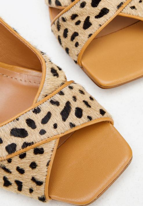 Leather block heel sandals, brown-black, 94-D-756-5-40, Photo 8