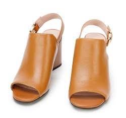 Sandały skórzane zabudowane na słupku, brązowy, 94-D-508-5-37, Zdjęcie 1
