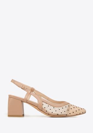 Polka dot mesh sling back shoes