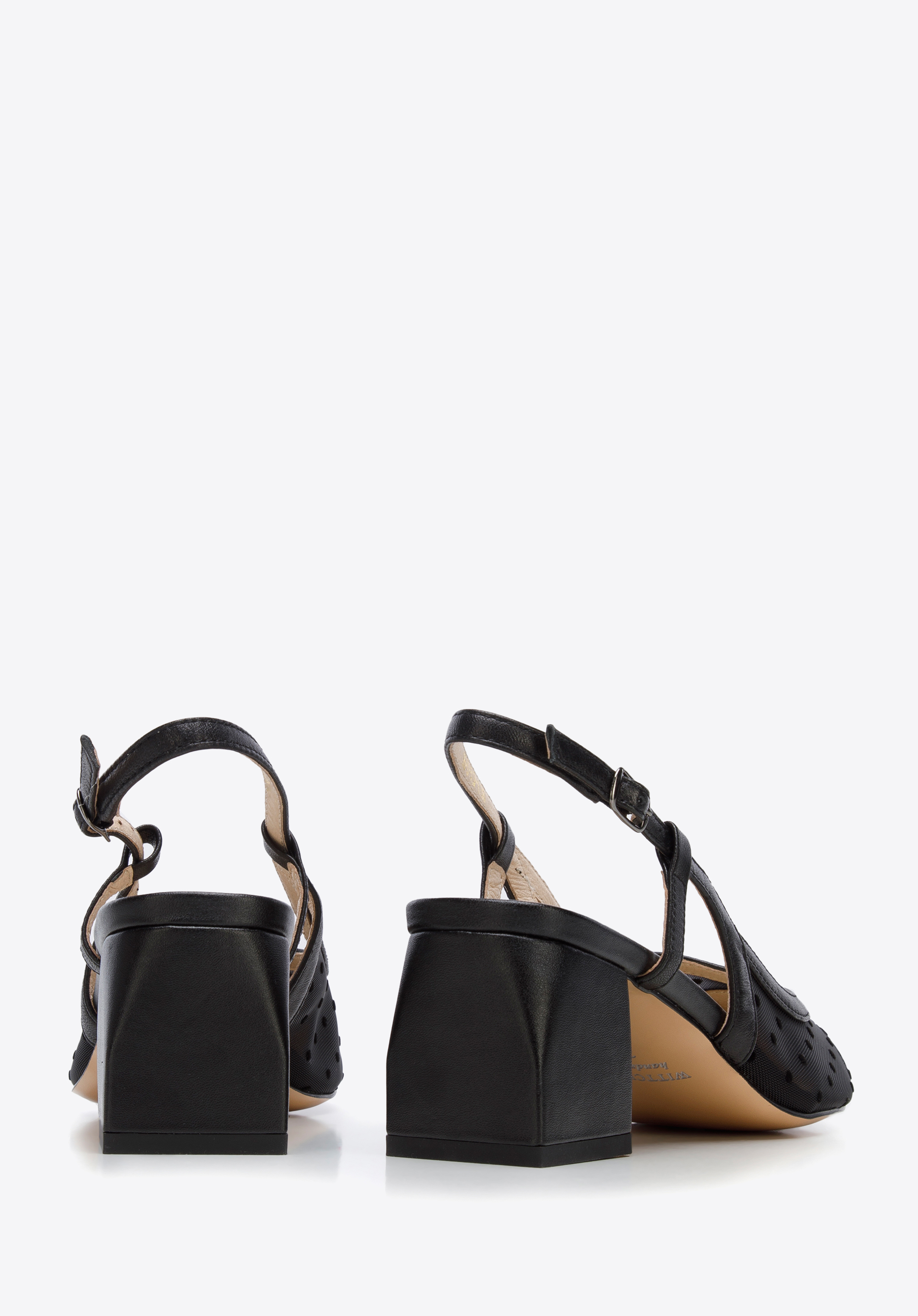 Polka dot mesh sling back shoes beige