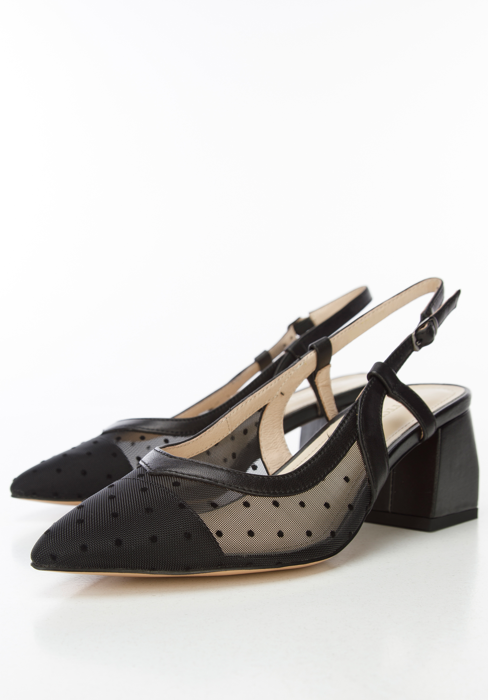 Polka dot mesh sling back shoes I WITTCHEN