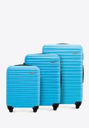 Zestaw walizek z ABS-u z żebrowaniem, niebieski, 56-3A-31S-35, Zdjęcie 1