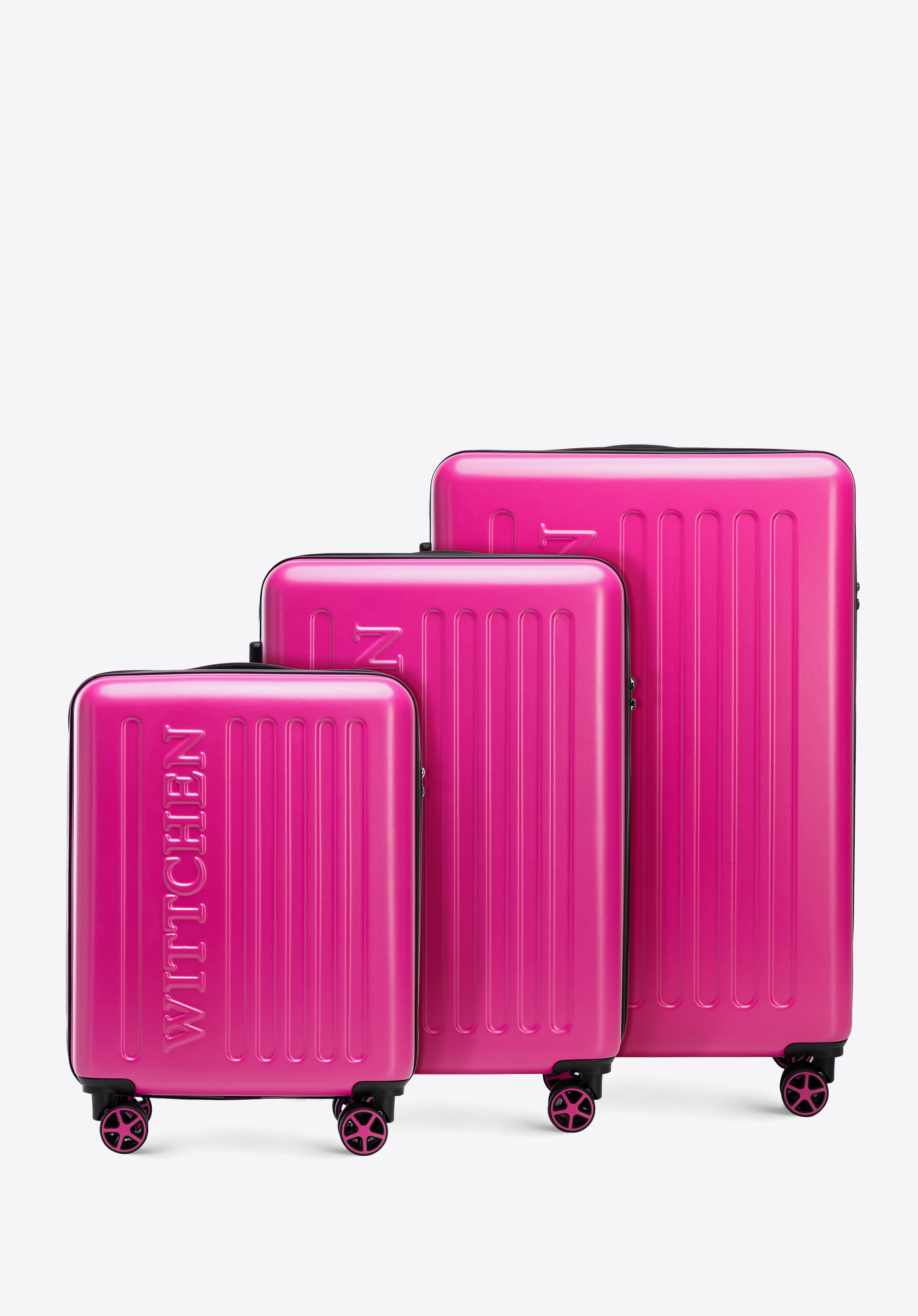 ABS luggage set with embossed logo, fuchsia, 56-3A-50S-34, Photo 1
