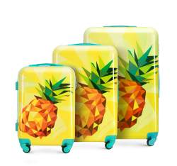 Zestaw walizek z ABS-u z nadrukiem, żółty, 56-3A-64S-55, Zdjęcie 1