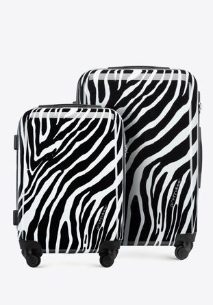 Zestaw walizek z ABS-u w zwierzęcy wzór, biało-czarny, 56-3A-64S-Z, Zdjęcie 1