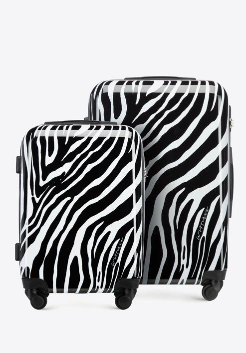 Luggage set with animal print, white-black, 56-3A-64S-C, Photo 1