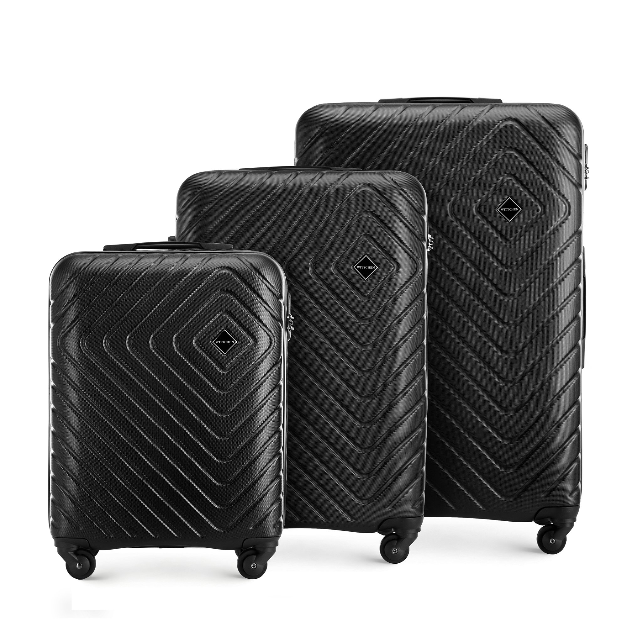 Zestaw walizek z ABS-u z geometrycznym tłoczeniem