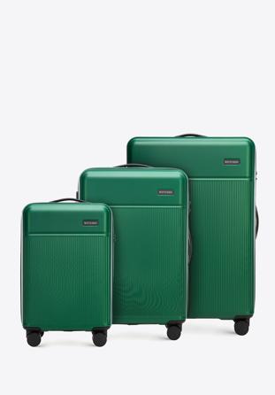 Zestaw walizek z ABS-u z pionowymi paskami, zielony, 56-3A-80S-85, Zdjęcie 1