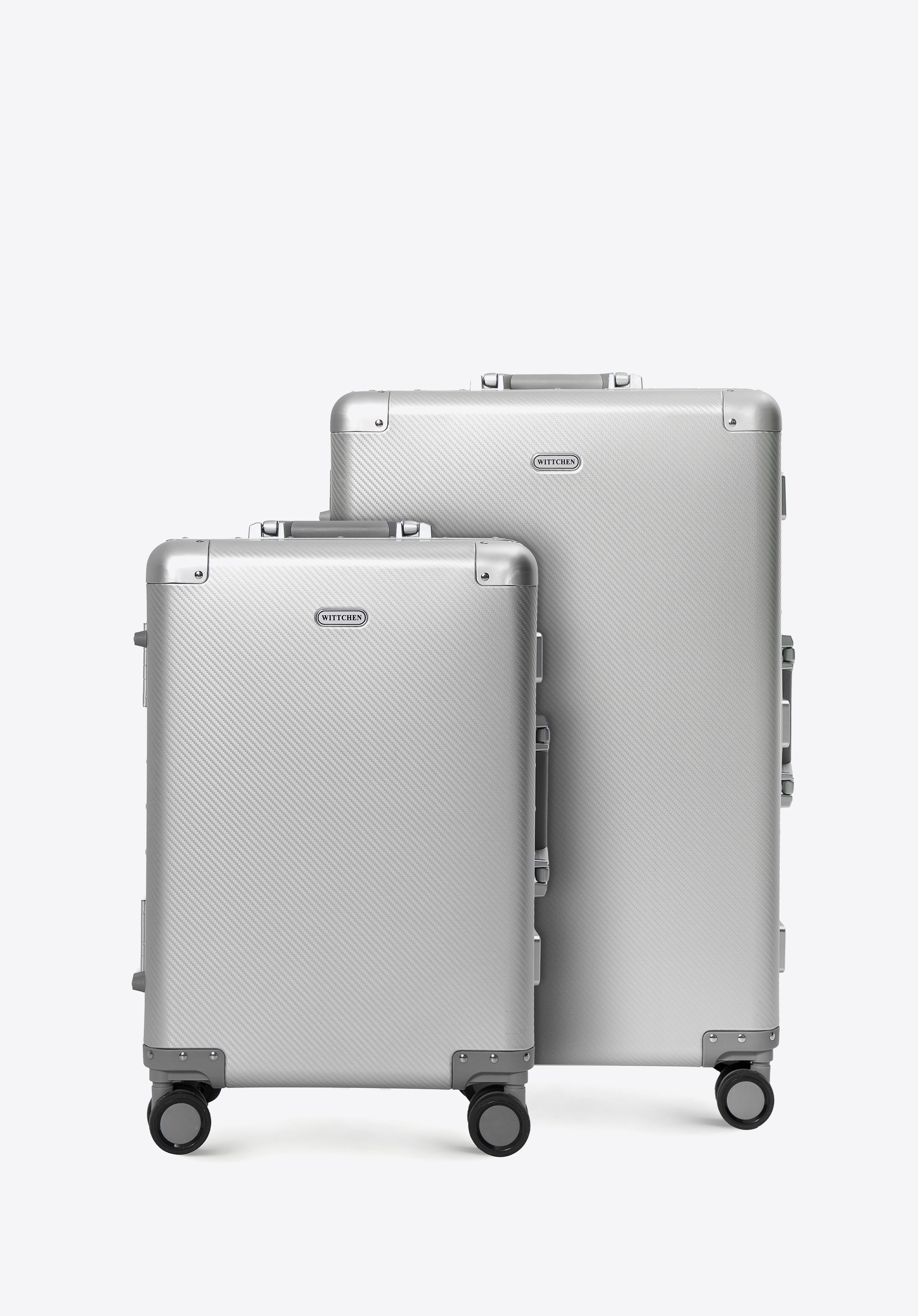 Set of small and medium aluminium suitcases, silver, 56-3H-10S-12M, Photo 1