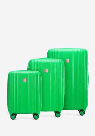 Zestaw walizek z polikarbonu plaster miodu, zielony, 56-3P-30S-85, Zdjęcie 1