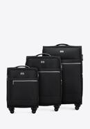 Zestaw walizek miękkich z błyszczącym suwakiem z przodu, czarny, 56-3S-85S-35, Zdjęcie 1