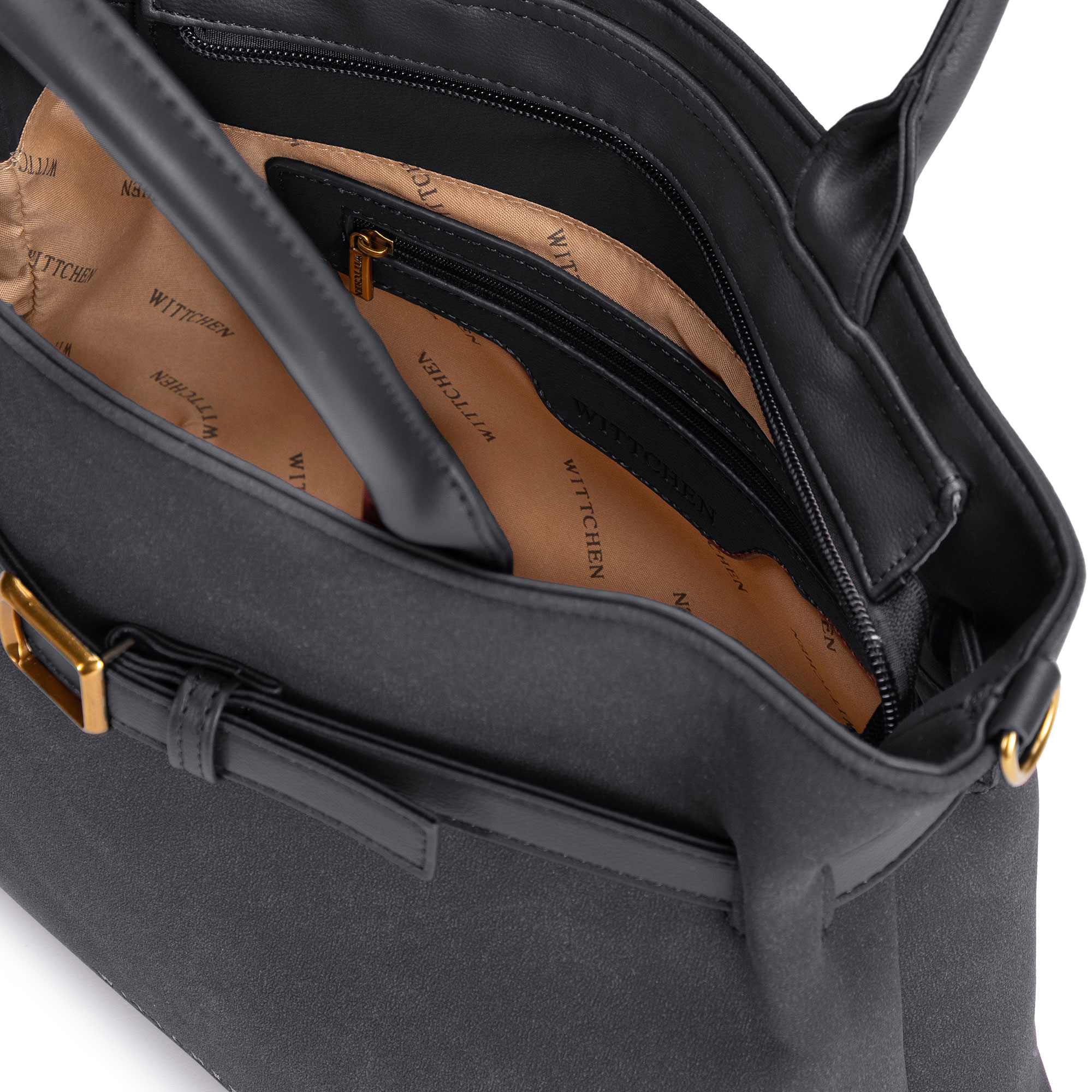 Čierna dámska shopper kabelka Wittchen z imitácie kože s čistým vzhľadom, Vyberte variant čierna