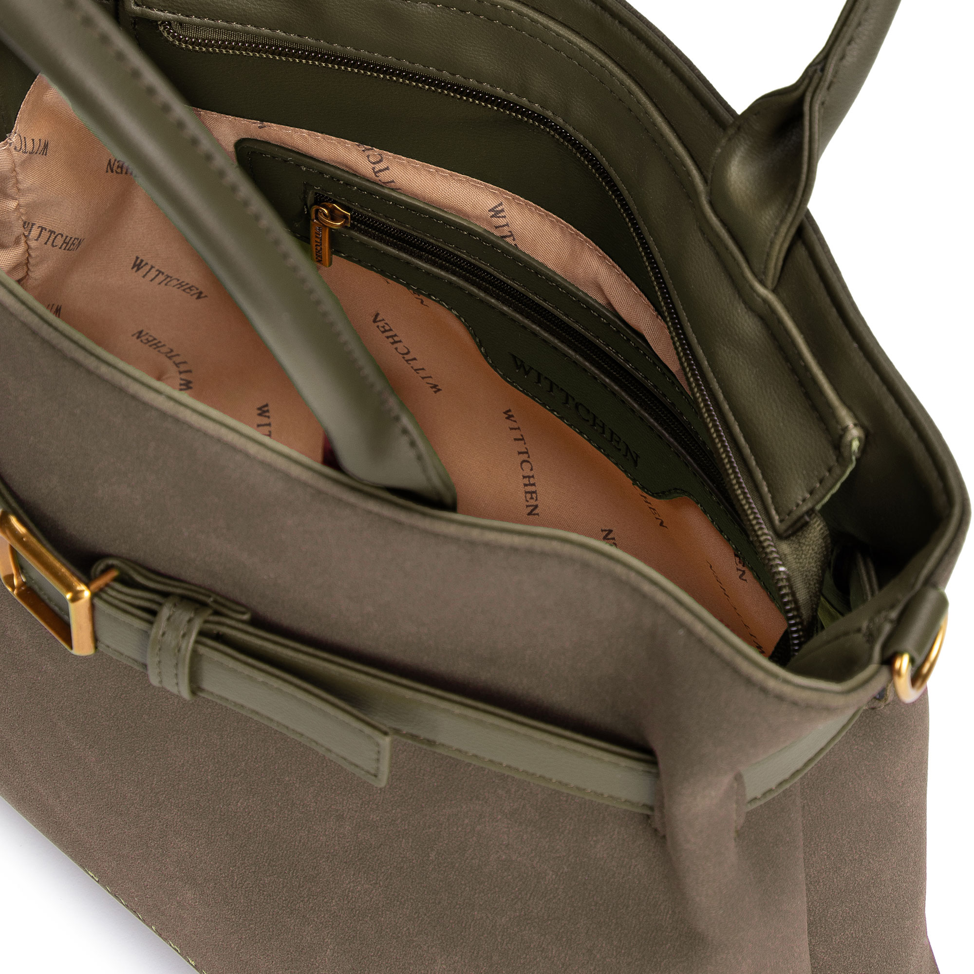 Dámska shopper kabelka Wittchen z imitácie kože s elegantným vzhľadom, Vyberte variant khaki