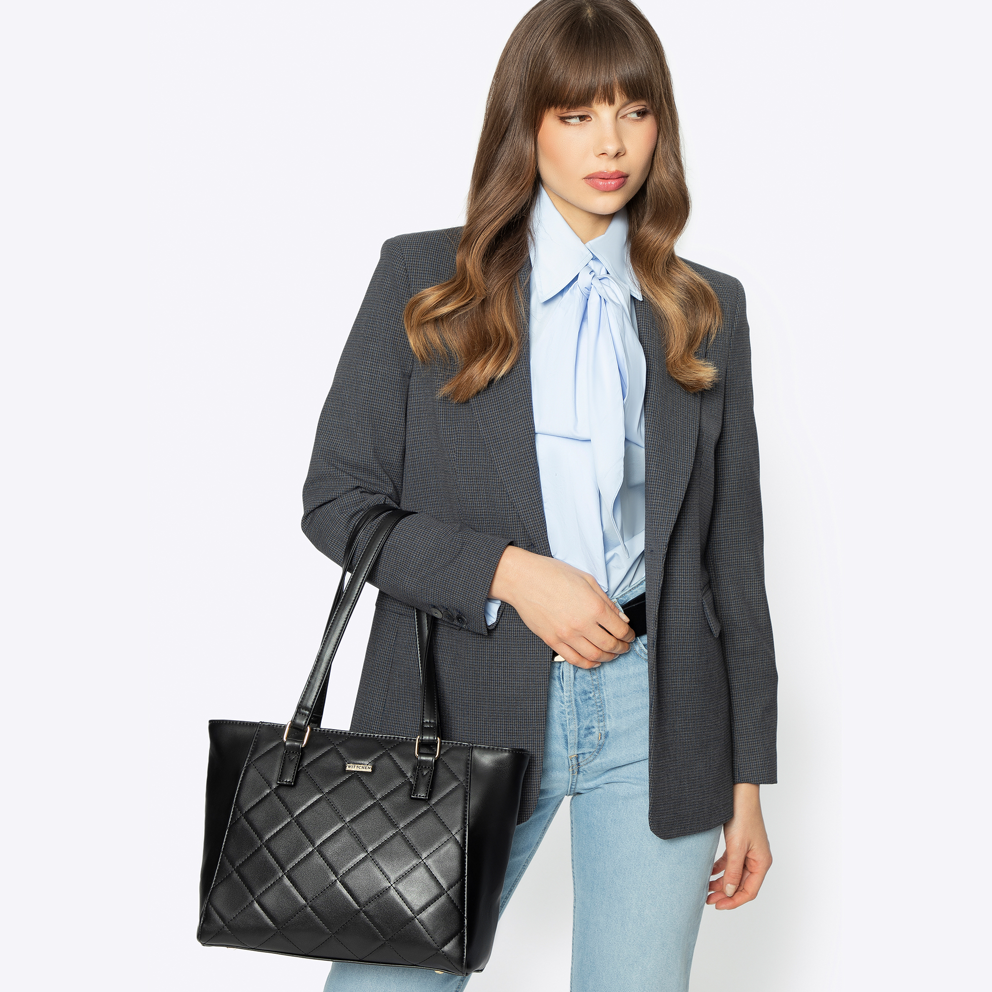 Dámska shopper kabelka z ekologickej kože čierna 29-4Y-608-1, Vyberte variant čierna