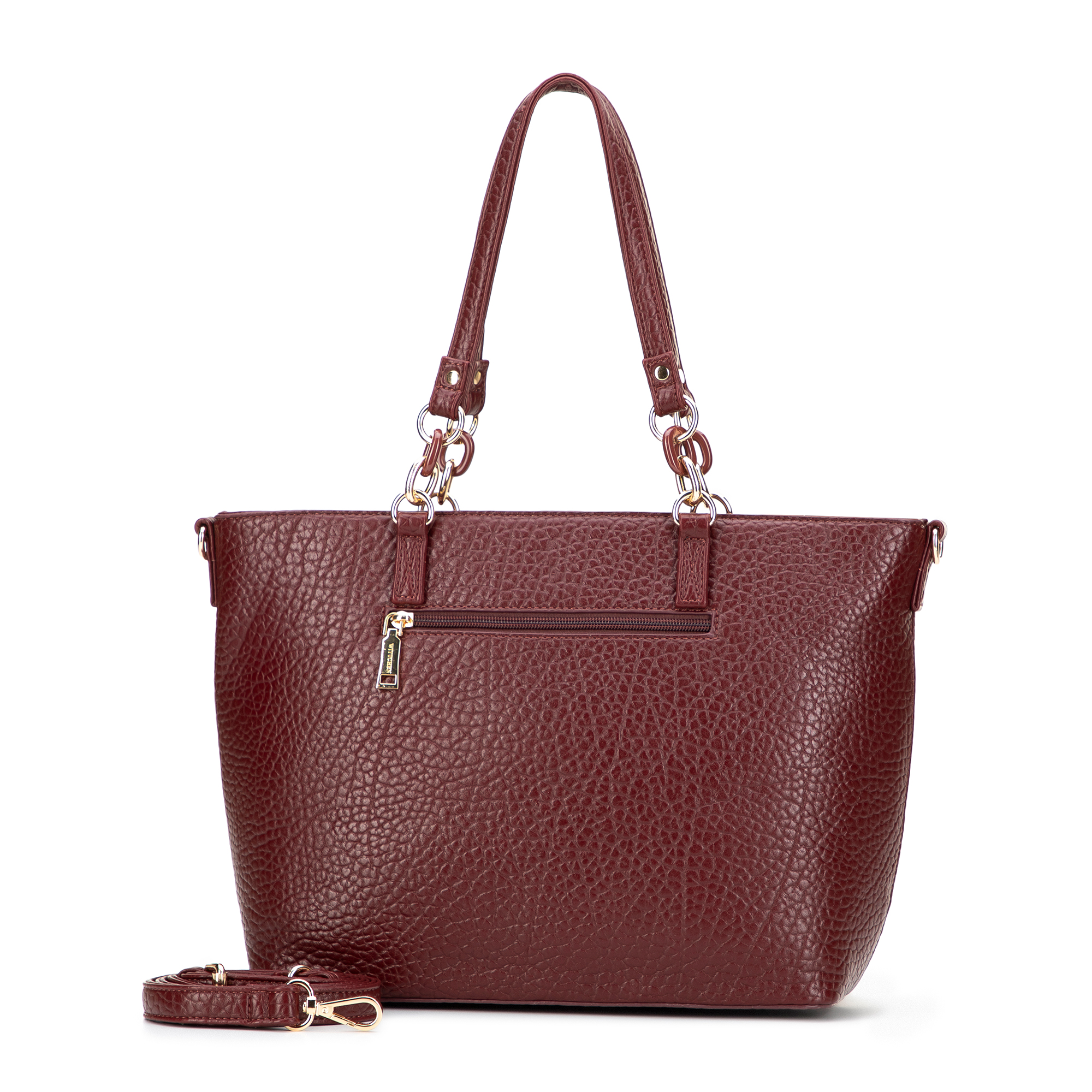 Bordová dámska shopper kabelka Wittchen s retiazkovým detailom a elegantným vzhľadom, Vyberte variant bordová