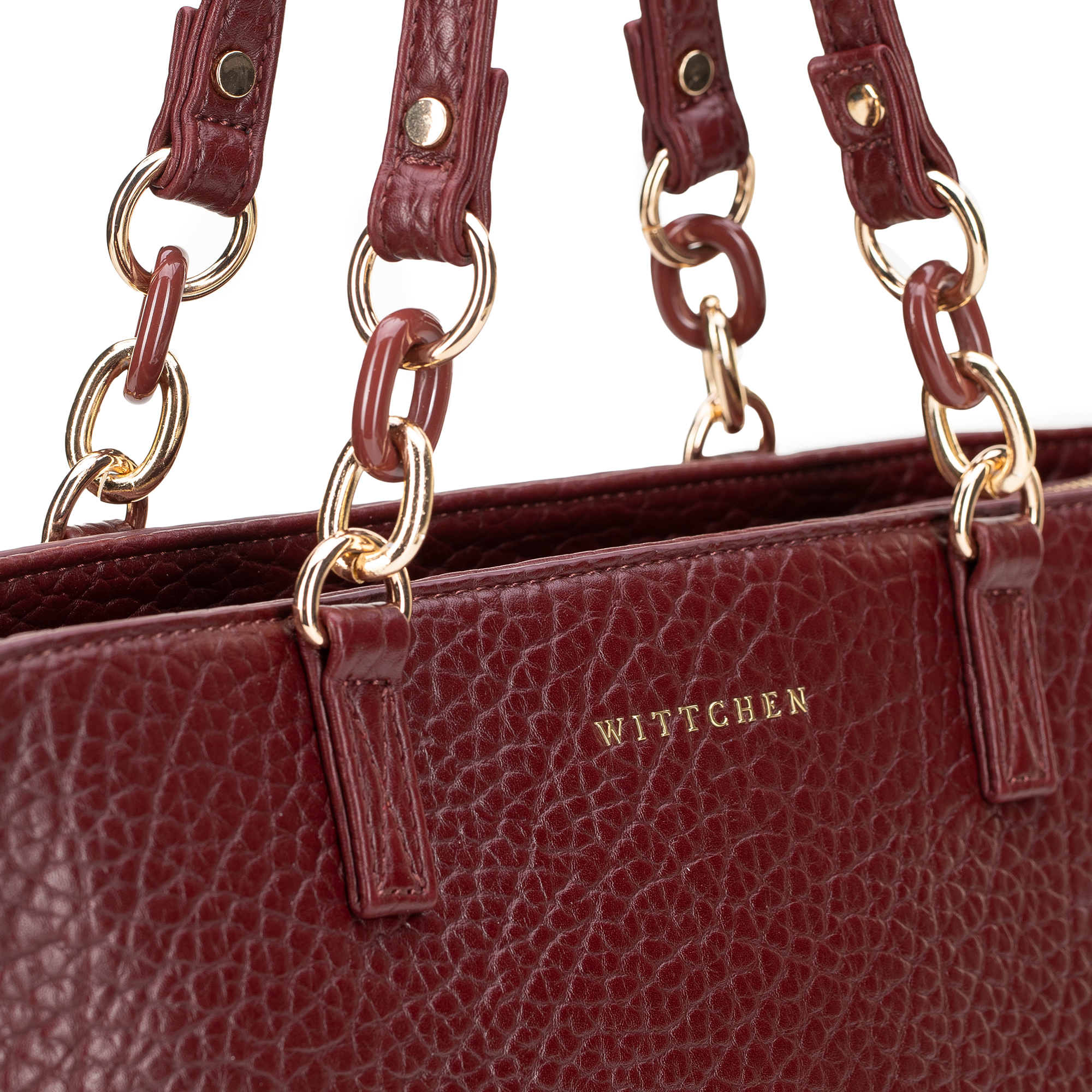 Bordová dámska shopper kabelka Wittchen s retiazkovým detailom a elegantným vzhľadom, Vyberte variant bordová