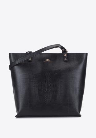 Leather large shopper bag, black, 15-4-241-1, Photo 1
