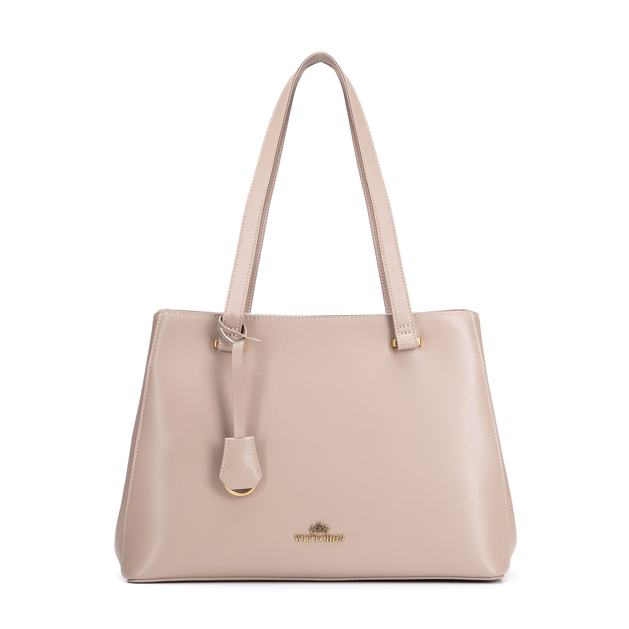 Béžová dámska shopper kabelka Wittchen z prírodnej kože s ozdobným strapcom a elegantným vzhľadom