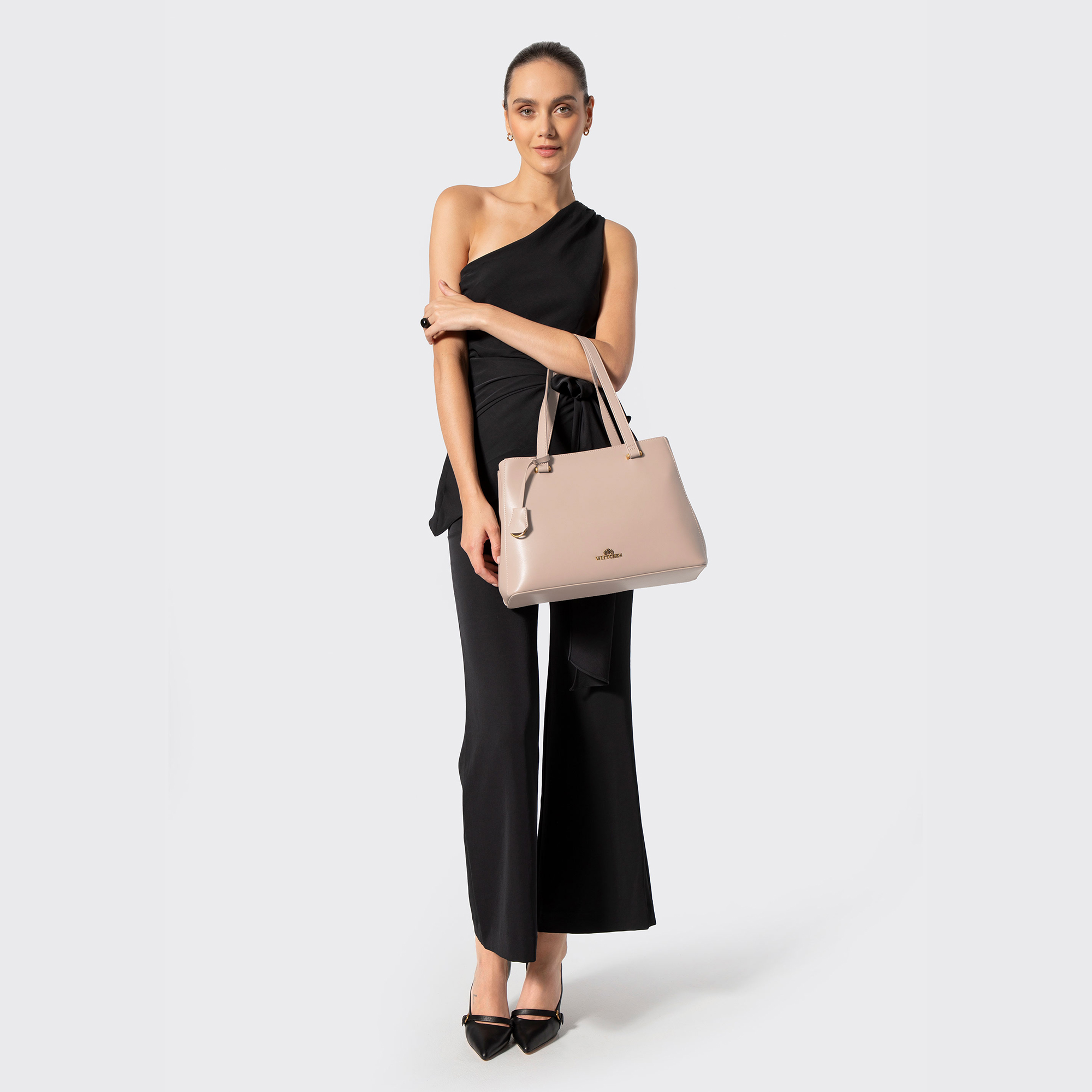 Béžová dámska shopper kabelka Wittchen z prírodnej kože s ozdobným strapcom a elegantným vzhľadom, Vyberte variant béžová
