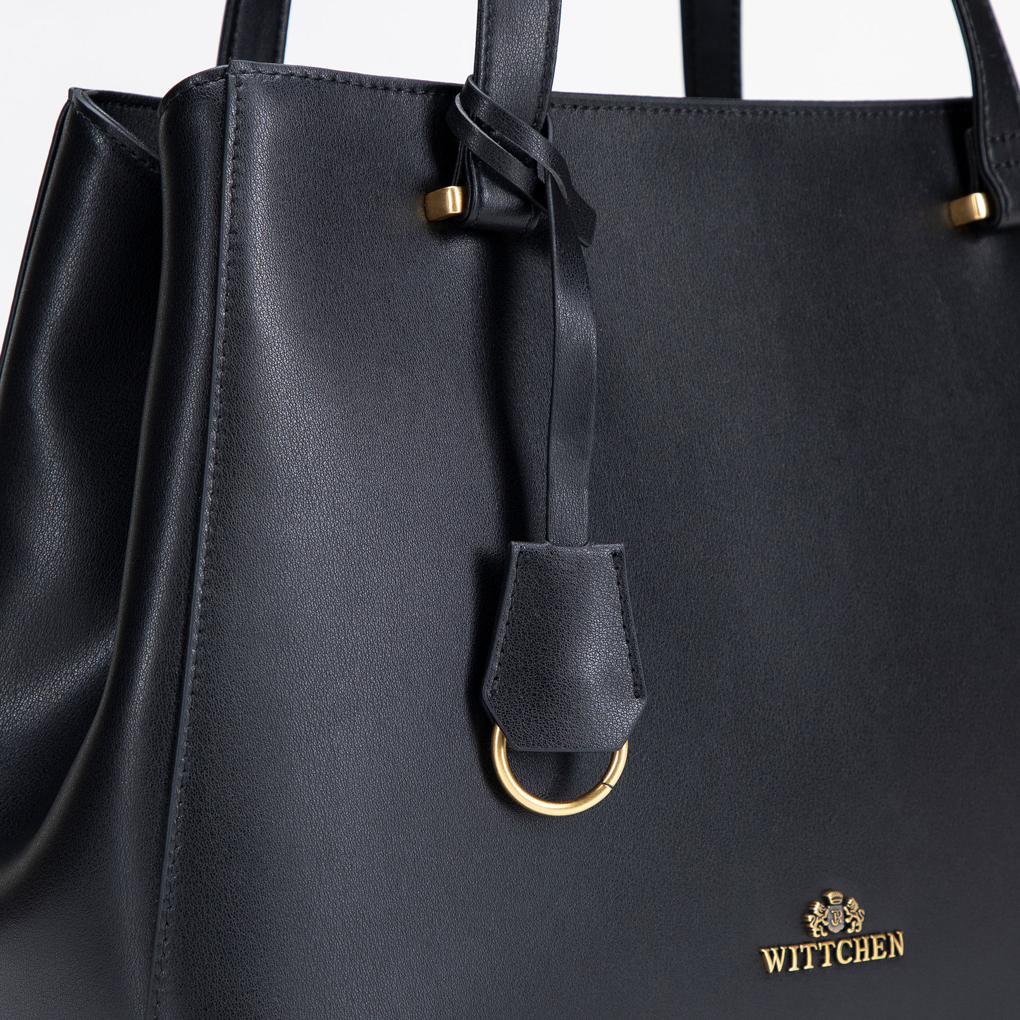 Čierna dámska shopper kabelka Wittchen z prírodnej kože s ozdobným strapcom a elegantným vzhľadom, Vyberte variant čierna