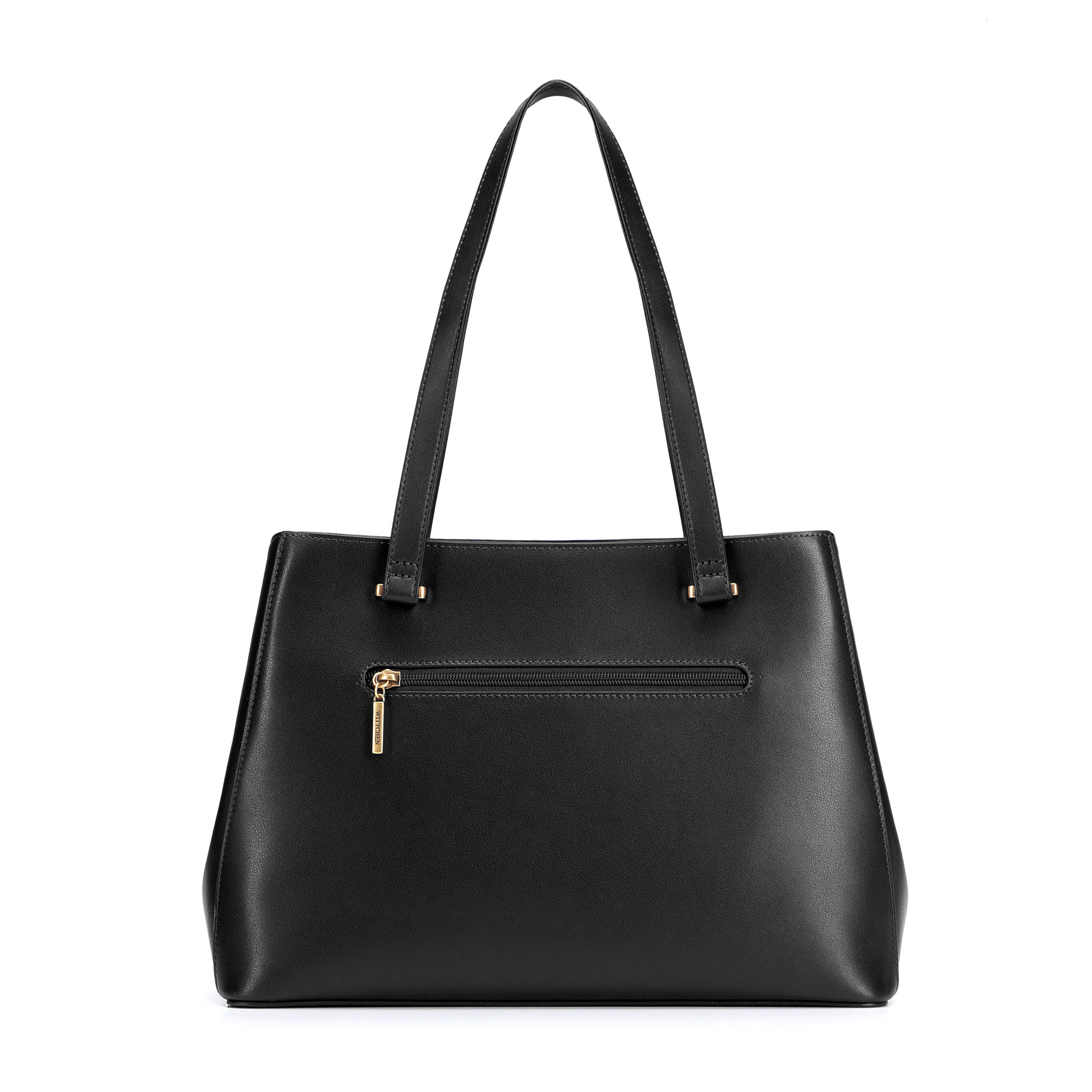 Čierna dámska shopper kabelka Wittchen z prírodnej kože s ozdobným strapcom a elegantným vzhľadom, Vyberte variant čierna