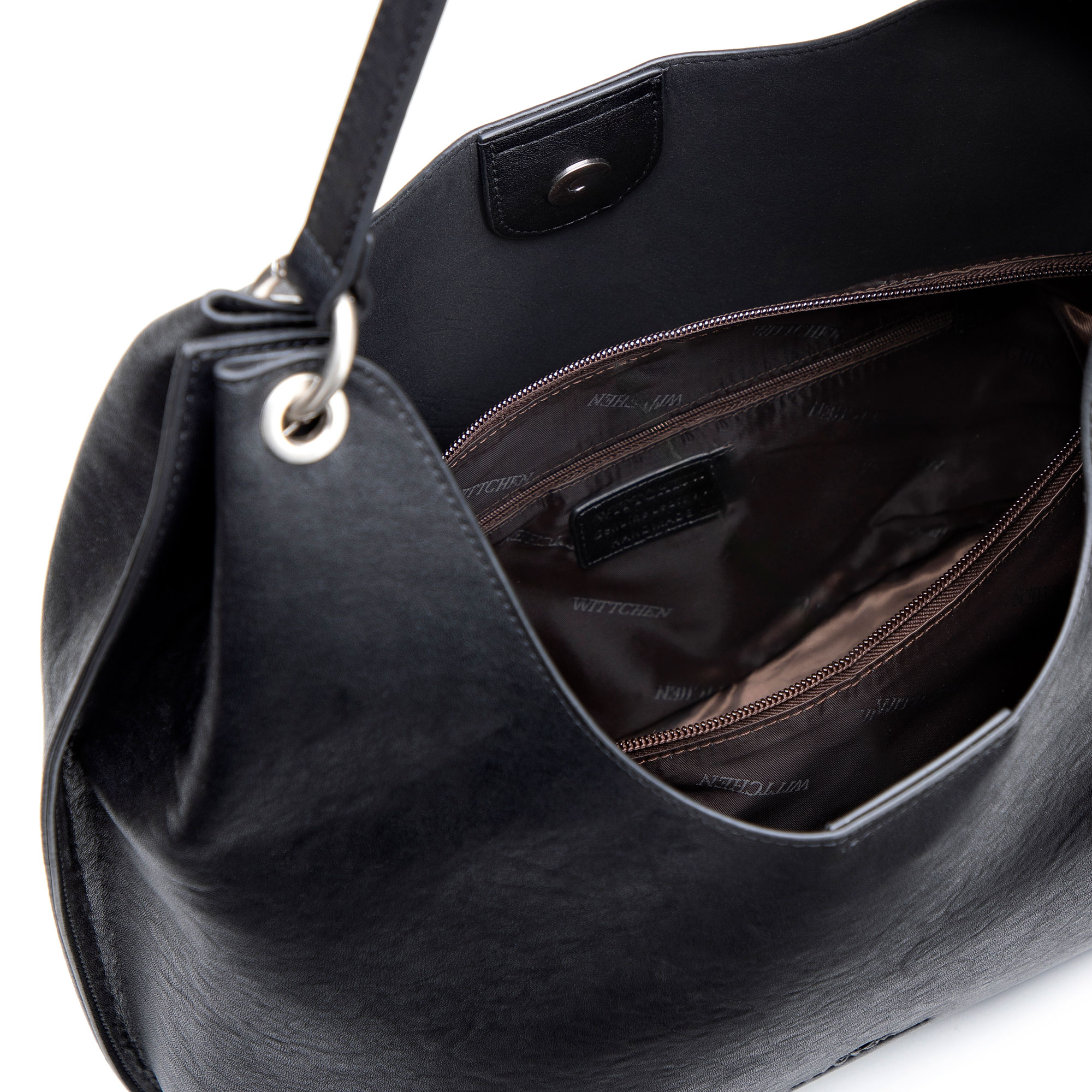Dámska shopper kabelka z prírodnej kože čierna 101-4E-218-1, Vyberte variant čierna