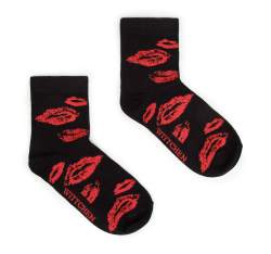 Damskie skarpetki w pocałunki, czarno-czerwony, 94-SD-002-X1-35/37, Zdjęcie 1