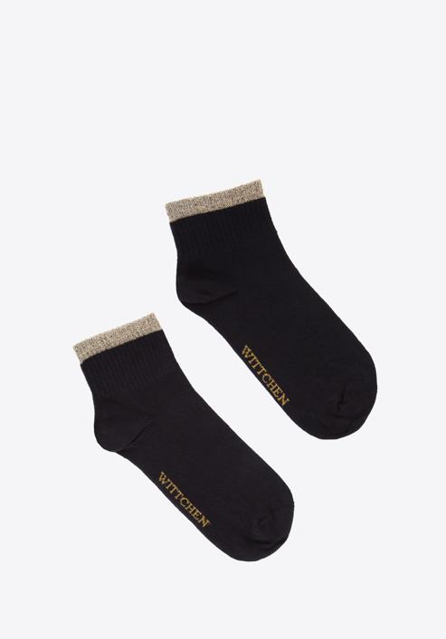 Women's socks with sparkling top, black-gold, 98-SD-050-X1-38/40, Photo 2