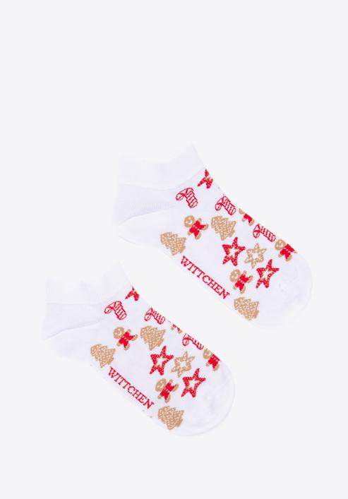 Women's Christmas ornaments socks, white-red, 98-SD-050-X5-35/37, Photo 2
