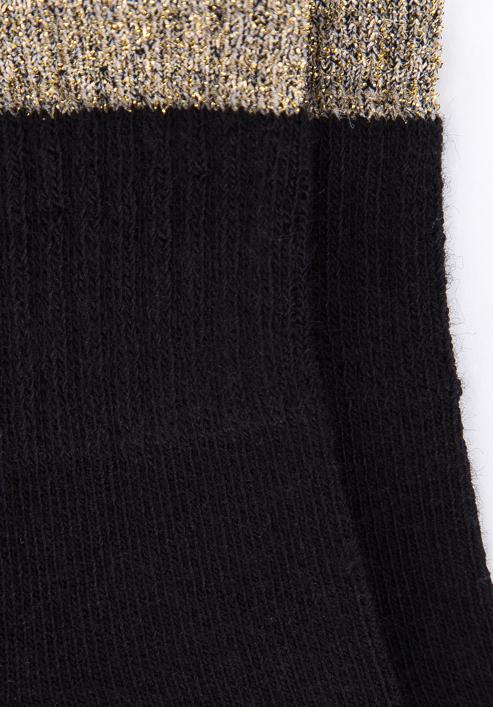 Women's socks with sparkling top, black-gold, 98-SD-050-X1-38/40, Photo 3