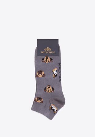 Men's socks with dog pattern, grey-brown, 98-SM-050-X4-43/45, Photo 1