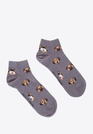 Men's socks with dog pattern, grey-brown, 98-SM-050-X4-43/45, Photo 1