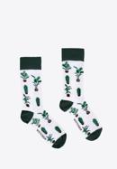 Men's plant pattern socks, white-green, 98-SM-050-X5-43/45, Photo 3