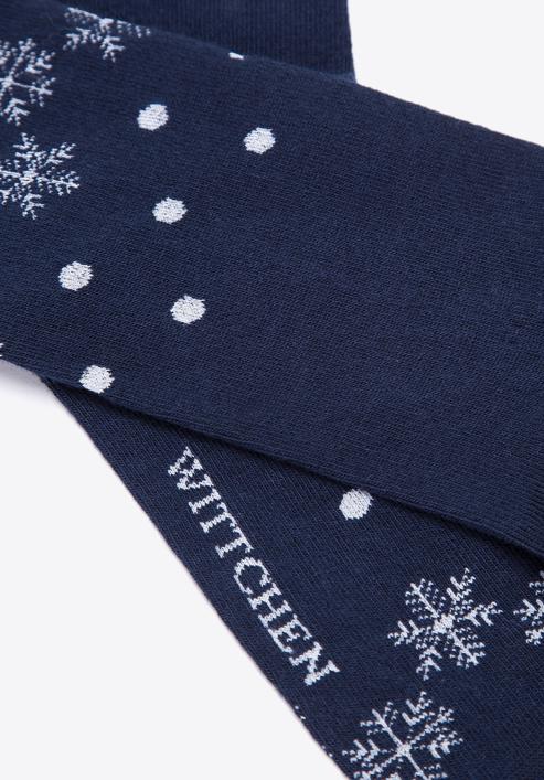 Men's socks with snowflakes pattern, navy blue-white, 98-SM-050-X6-43/45, Photo 5