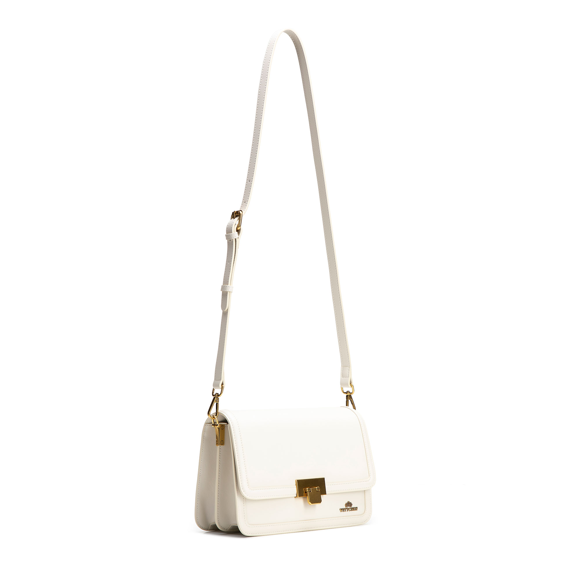 Krémová dámska crossbody kabelka Wittchen z prírodnej kože s retiazkovým detailom a elegantným vzhľadom, Vyberte variant krémová