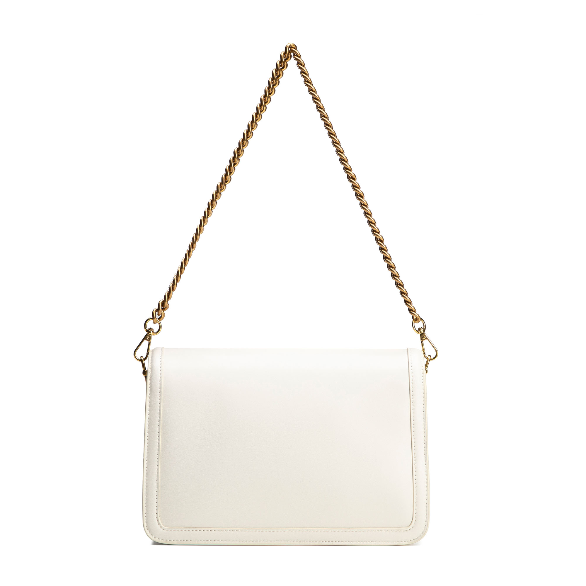 Krémová dámska crossbody kabelka Wittchen z prírodnej kože s retiazkovým detailom a elegantným vzhľadom, Vyberte variant krémová