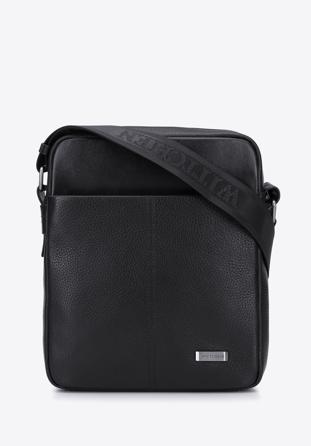 Men's leather messenger bag, black, 96-4U-803-1, Photo 1
