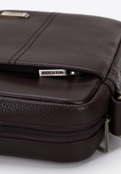 Men's small leather messenger bag, dark brown, 96-4U-804-1, Photo 4