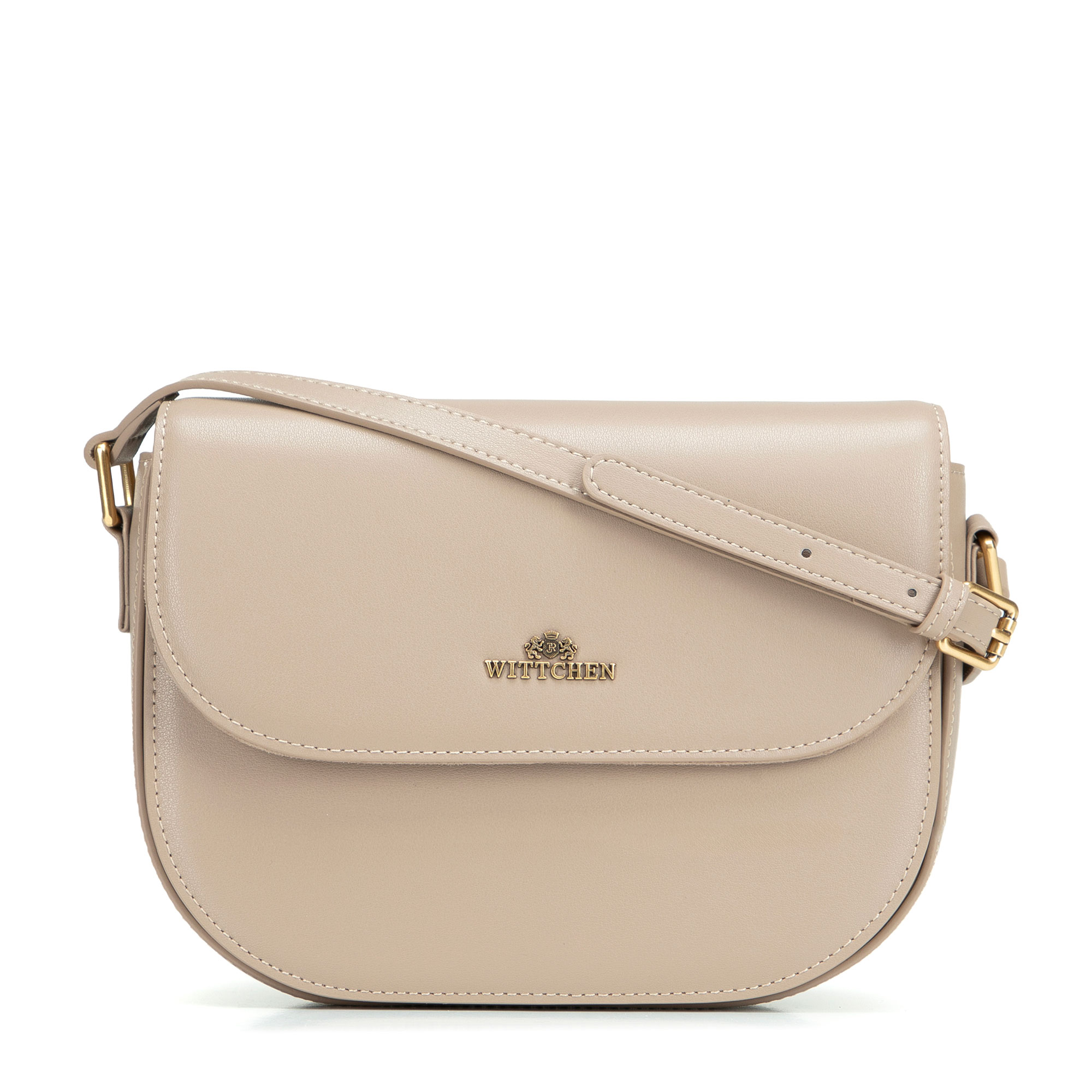 Béžová dámska crossbody kabelka Wittchen z prírodnej kože s čistým vzhľadom, Vyberte variant béžová
