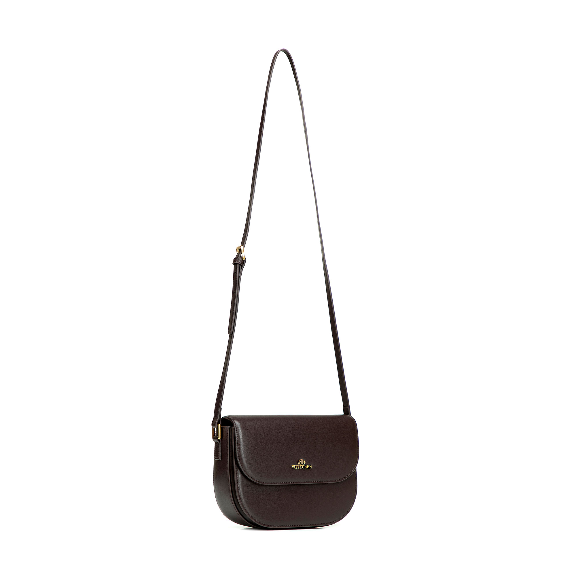 Tmavohnedá dámska crossbody kabelka Wittchen z prírodnej kože s elegantným vzhľadom, Vyberte variant tmavohnedá