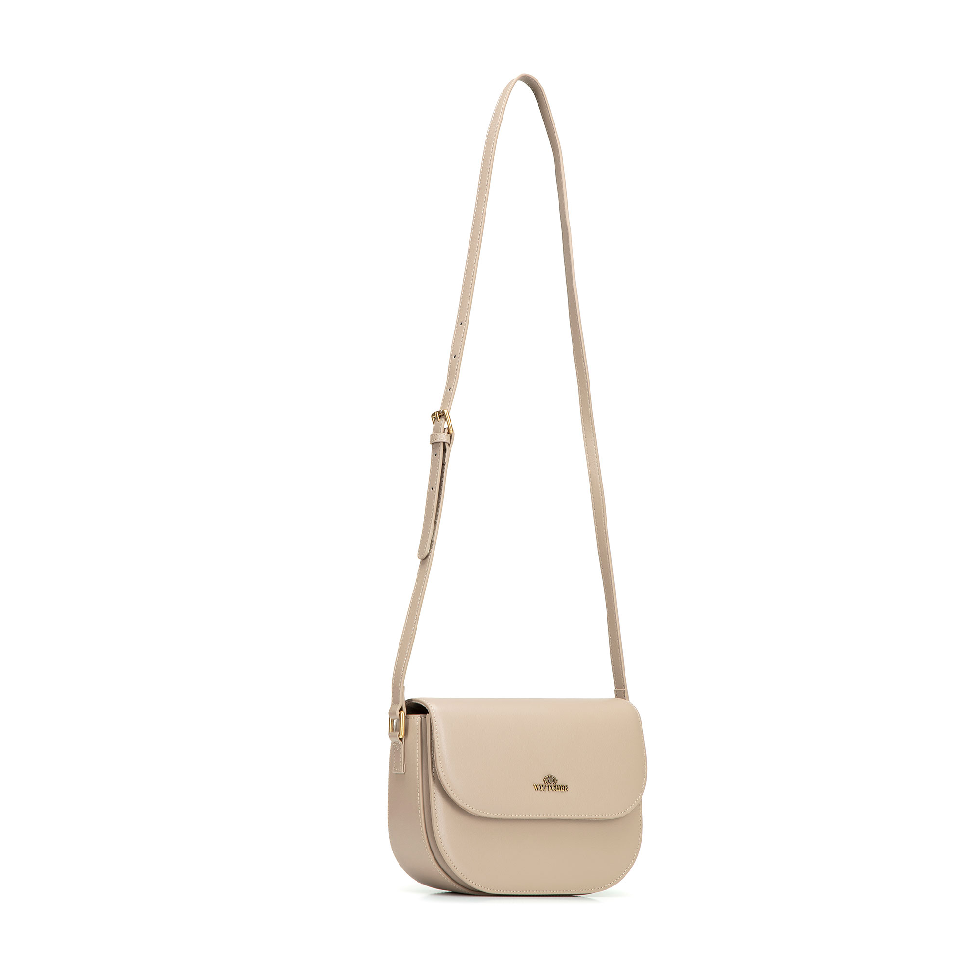Béžová dámska crossbody kabelka Wittchen z prírodnej kože s čistým vzhľadom, Vyberte variant béžová