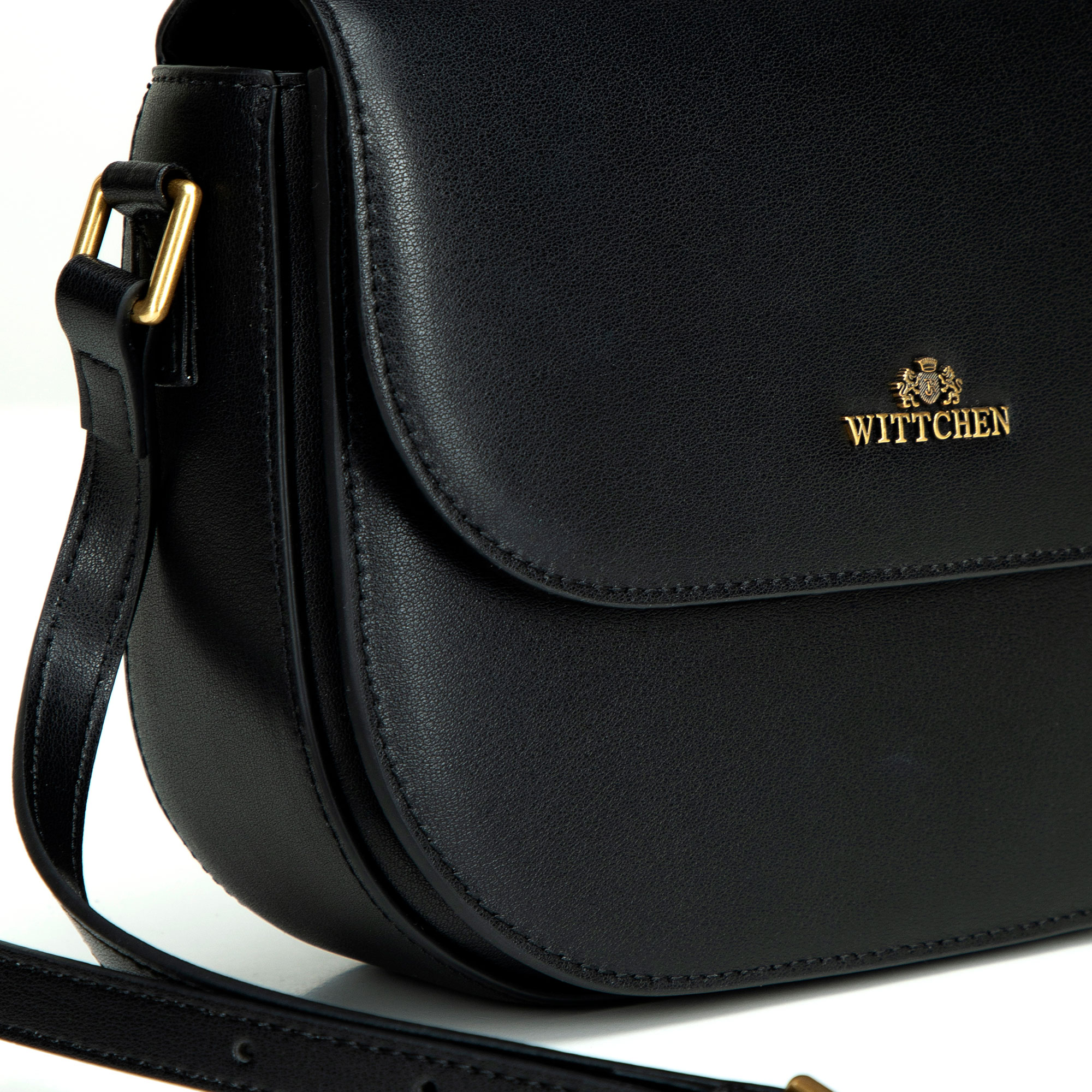 Čierna dámska crossbody kabelka Wittchen z prírodnej kože s moderným dizajnom, Vyberte variant čierna